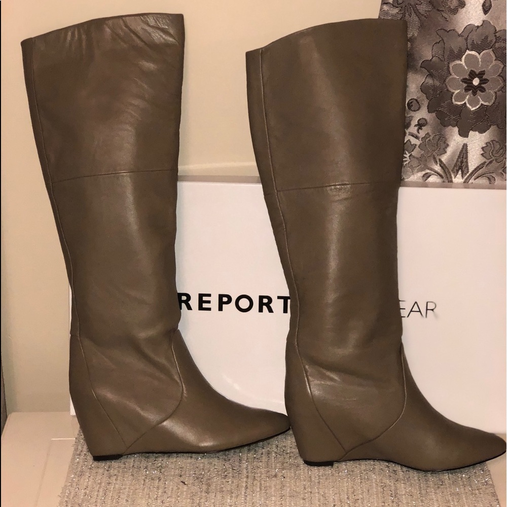 Report Footwear Waldron Taupe knee high boots